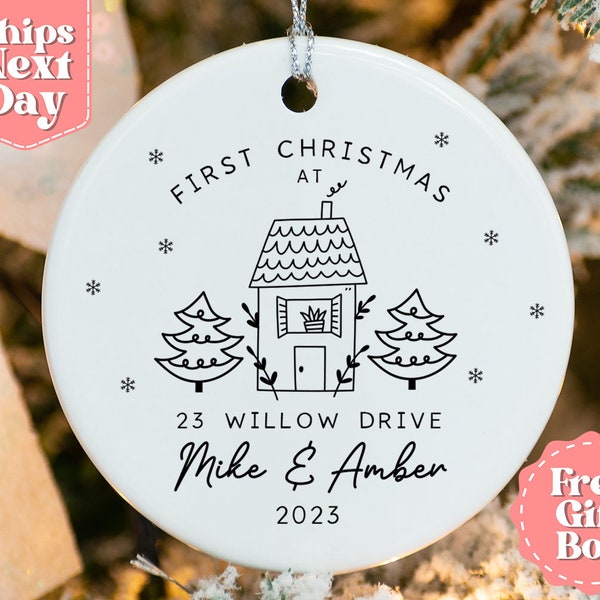 Personalised First Christmas in our New Home Bauble - Ceramic Xmas Tree Decoration - Couple First Christmas 2023 New Home Keepsake OR-0126