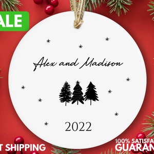 Couples Christmas Ornament - Personalized Couple Names Christmas Ornament - Our First Christmas Together - New Couple Gift R-023