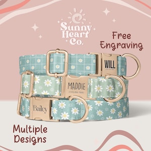 Floral Dog Collar With Custom Name Tag, Personalized Pet Collar For Dogs, Adjustable Fabric Dog Collar, Gift For Dog Lovers(Z-74) image 1