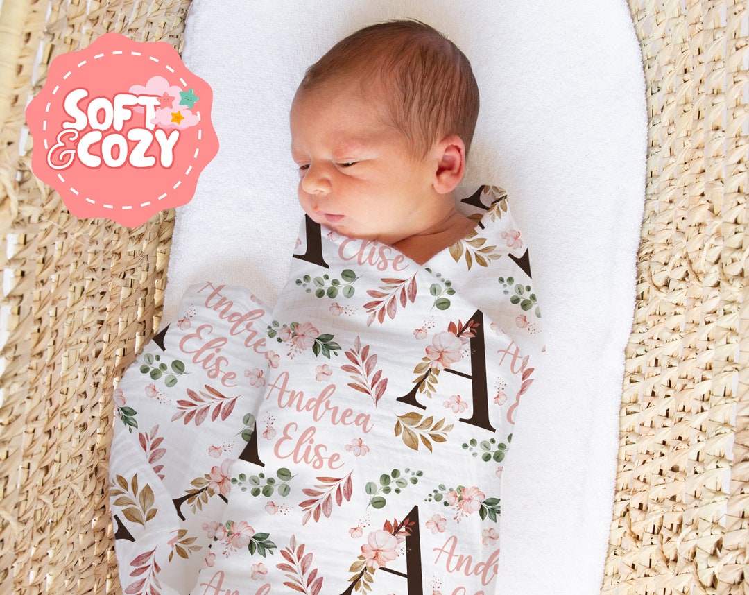 Alphabet Baby Boy, Girl Swaddle Cute Monogram Swaddle With Name for