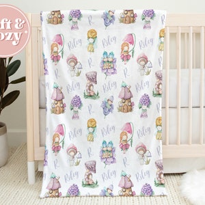 Fairy Tale Baby Girl Blanket - Personalized Baby Girl Blanket - Fairy Tale Theme New Baby Gift - Baby Shower Gift RB-345