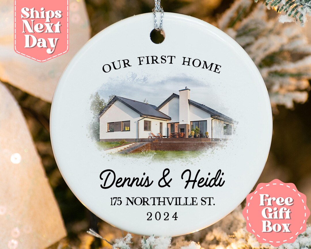 New or First Home Ornament - Custom Watercolor House Christmas Ornament ...