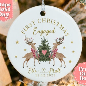 Engagement Christmas Name Ornament - Personalized Christmas Engaged Ornament - Engaged First Christmas Ornament 2024 OR-0255