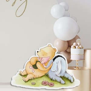 Classic Pooh Board Cutout. Printable Custom Cardboard Cutout. Winnie the Pooh Baby Shower Decoration. Big Vintage Winnie Bear Prop. N1 B2