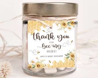 EDITABLE Bumble Bee Baby Shower Favor Tag. Printable Honey Bee Labels. Digital Sunflower Party Gift Tag. Summer Spring Baby Sprinkle. B1