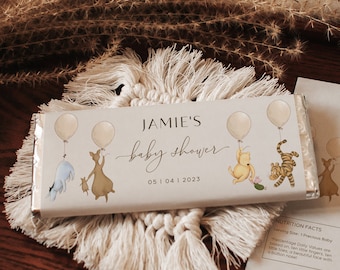 Winnie the Pooh Baby Shower Hershey Bar Wrapper Classic Pooh Bear Chocolate Wrapper. Candy Bar Wrapper Favors for Guests. Gender Neutral. N1