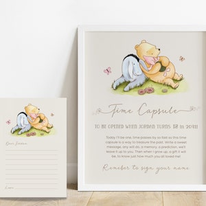 Classic Pooh First Birthday Time Capsule. Vintage Winnie the Pooh Time Capsule Sign. 1st Birthday Party Sign. Gender Neutral Party Decor. B2