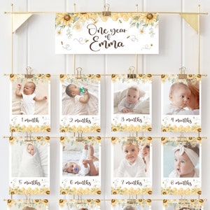 Bumble Bee First Birthday Banner. Honey Bee 12 Months 1st Birthday Sign. My First Year Garland. Digital Party Theme Ideas Photo Cards. B5