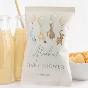 Classic Pooh Chip Bag Template. Winnie the Pooh Favors for Guests. Gender Neutral Baby Shower Decorations. Digital Custom Party Favors. N1