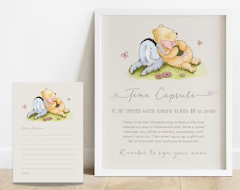 Classic Pooh First Birthday Time Capsule. Vintage Winnie the Pooh Time Capsule Sign. 1st Birthday Party Sign. Gender Neutral Party Decor. B2