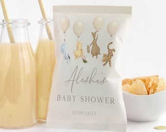 Classic Pooh Chip Bag Template. Winnie the Pooh Favors for Guests. Gender Neutral Baby Shower Decorations. Digital Custom Party Favors. N1