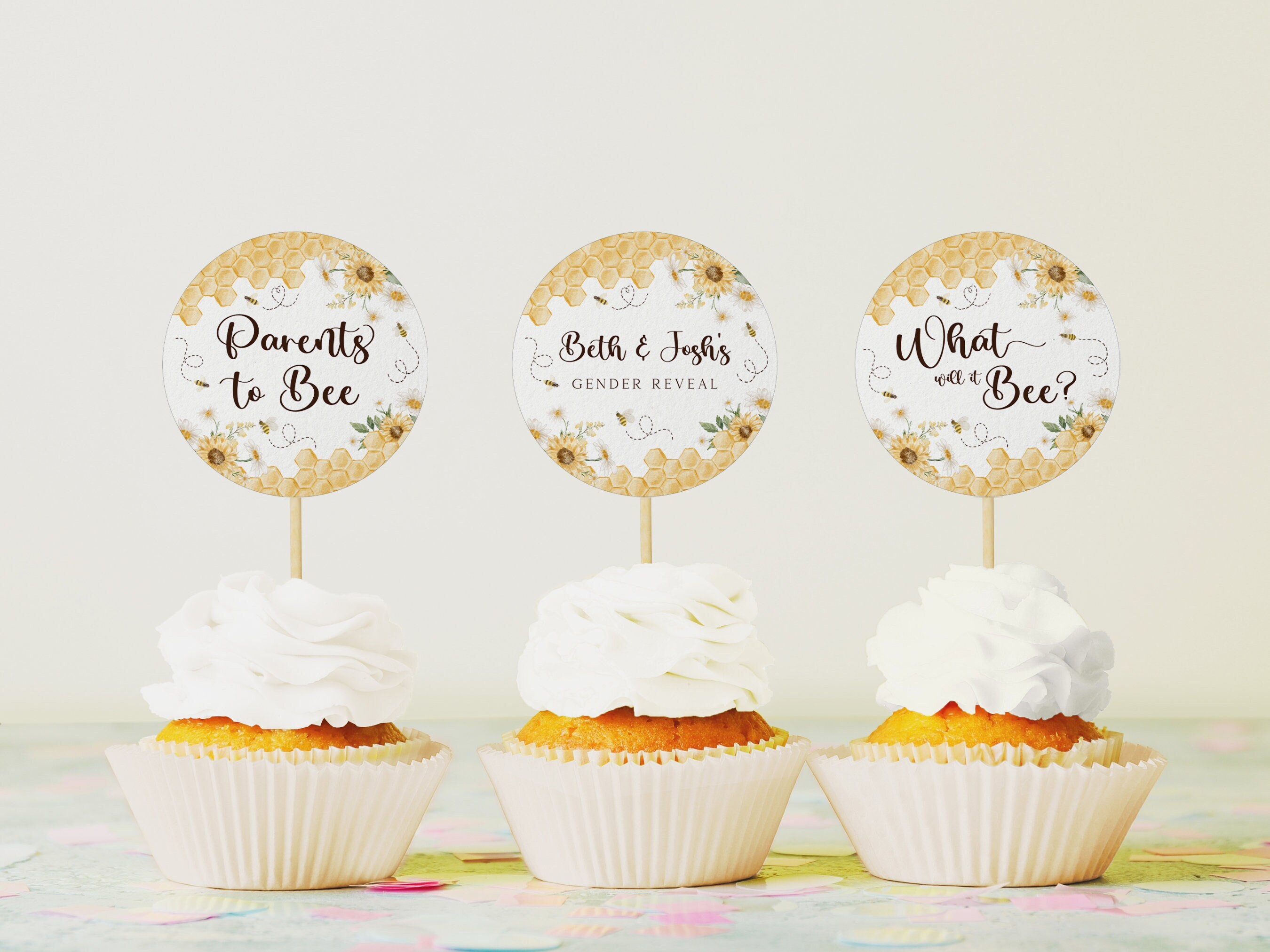 What Will Baby Bee Gender Reveal Party Cupcake Topper. Boy or Girl Bee ...