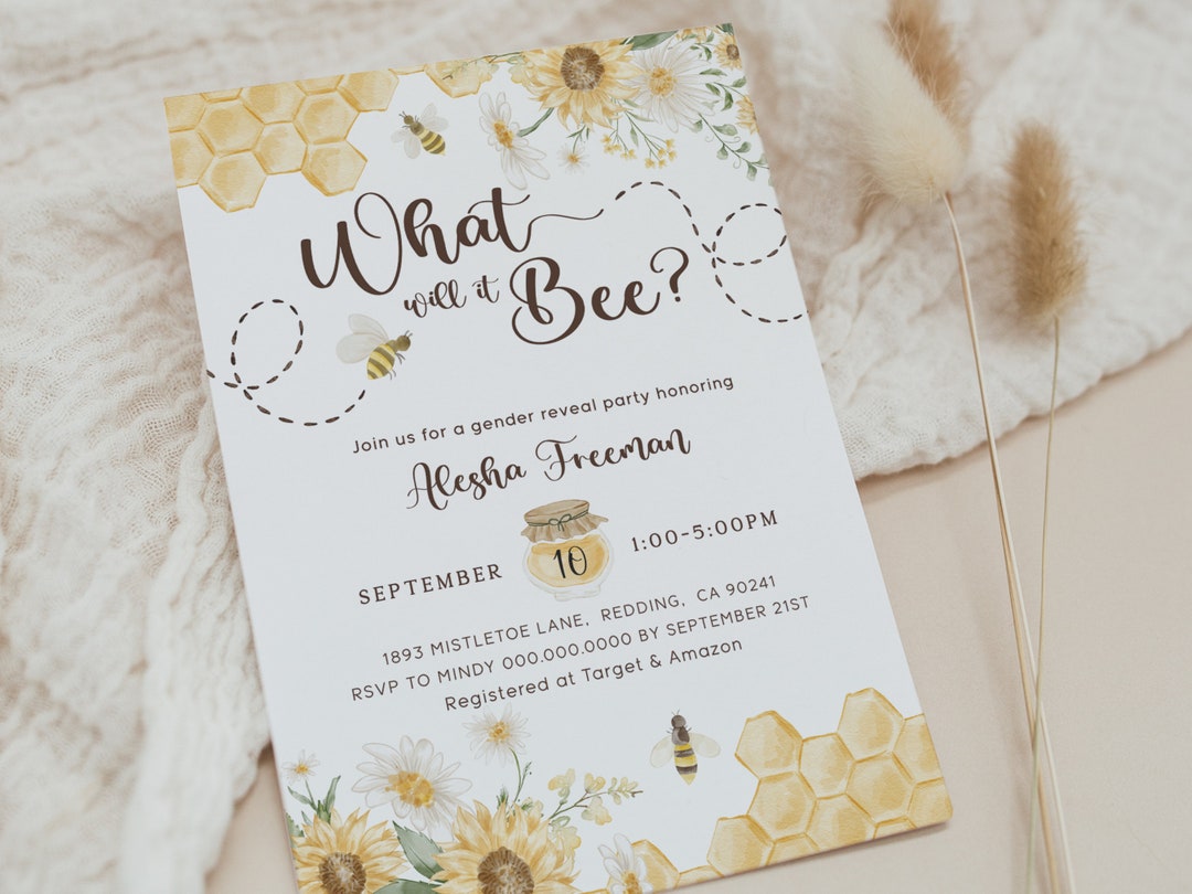 What Will It Bee Gender Reveal Invitations. Bumble Bee Gender Reveal ...