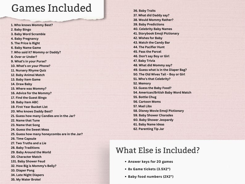 vintage pooh baby shower game list - what is included