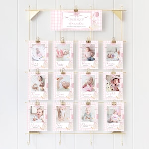 One Silly Goose Birthday Bundle Editable Pink Bow Goose Party Set Girls Coquette Gingham Decor Printable 1 Year Old Birthday Baby Package G7