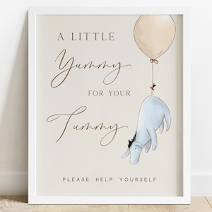 Food Table Sign Printable. 1st Birthday Baby Shower Gender Reveal Table Decoration. Classic Winnie the Pooh Decor Please Take One Signage N1