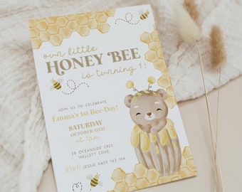 First Bee Day Invitation. Honey Bee 1st Birthday Invites. Our Little Honey Bee Text Message Electronic Invite. Bumble Bee Themed Party. J5