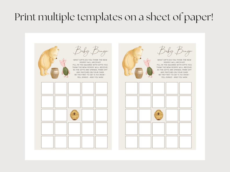 print multiple digital templates - baby bingo