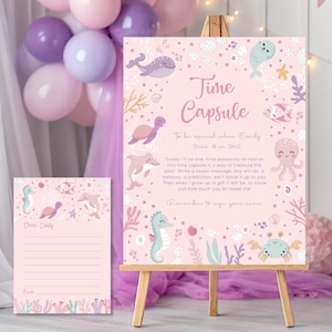 Under the Sea Time Capsule. Printable Sea Creature 1st Birthday Decoration. Editable Template. Oneder the Sea Ocean Animal Party Supplies Z5