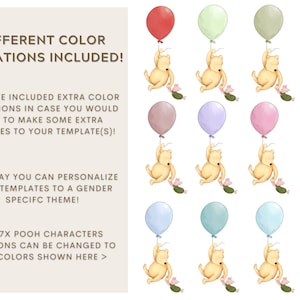 Peut inclure: Une illustration num&eacute;rique de sept personnages de Winnie l'ourson tenant des ballons de diff&eacute;rentes couleurs. Les ballons sont rouge, vert, vert clair, beige, marron, violet, rose, bleu clair et bleu. Les personnages portent tous la m&ecirc;me tenue, une chemise jaune et un short rouge. Le texte "DIFFERENTES VARIATIONS DE COULEURS INCLUSES !" est en haut de l'image. Le texte "NOUS AVONS INCLUS DES VARIATIONS DE COULEURS SUPPL&Eacute;MENTAIRES AU CAS O&Ugrave; VOUS SOUHAITERIEZ APPORTER DES MODIFICATIONS SUPPL&Eacute;MENTAIRES &Agrave; VOTRE MOD&Egrave;LE(S) !" est au milieu de l'image. Le texte "DE CETTE FA&Ccedil;ON, VOUS POUVEZ PERSONNALISER VOS MOD&Egrave;LES SELON UN TH&Egrave;ME SP&Eacute;CIFIQUE DE GENRE !" est au milieu de l'image. Le texte "TOUS LES 7X PERSONNAGES DE POOH LES BALLONS PEUVENT &Ecirc;TRE CHANG&Eacute;S AUX COULEURS MONTR&Eacute;ES ICI >" est en bas de l'image.