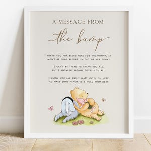 winnie the pooh game
pooh shower games
classic pooh signs
gaming baby shower
winnie pooh party
editable shower game
pooh printable
shower fun game
from the bump
bump sign
message from baby
shower table sign
baby shower signage