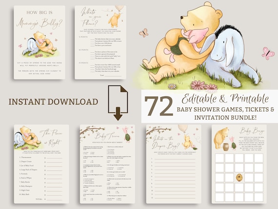 → View on Etsy: Winnie the Pooh Baby Shower Games Bundle. Classic Gender Neutral Bingo Printable Card Vintage Winnie Bear Digital Game. Girl Boy Activity N1 Winnie the Pooh Baby Shower Games Bundle. Classic Gender Neutral Bingo Printable Card Vintage Winnie Bear Digital Game. Girl Boy Activity N1