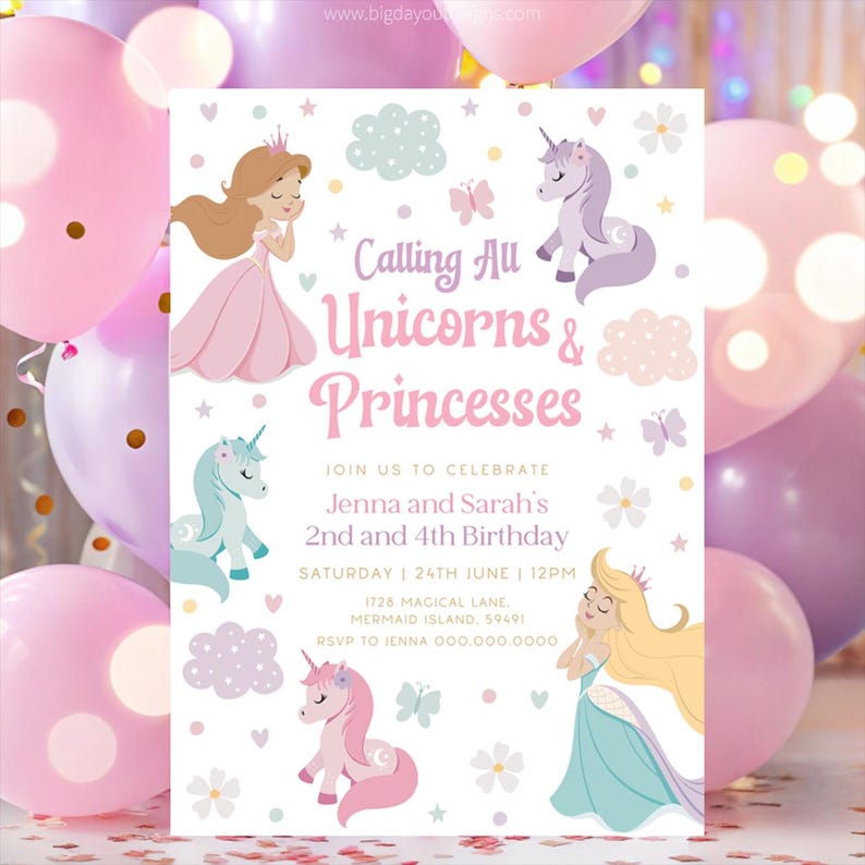 Joint Magical Birthday Invite Princess