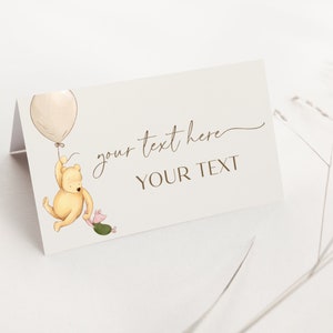 Winnie the Pooh Place Cards. Classic Pooh Bear Food Labels. Table Name Cards. Editable Tent Cards. Printed Gender Neutral Decorations. N1 B2 image 7