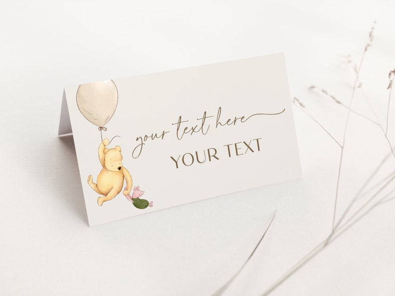 Winnie the Pooh Place Cards. Classic Pooh Bear Food Labels. Table Name Cards. Editable Tent Cards. Printed Gender Neutral Decorations. N1 B2 image 7