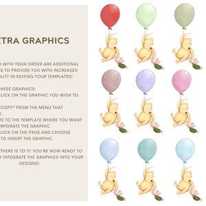May include: A set of 10 digital clipart images featuring a cartoon bear holding a balloon. The balloons are in various colors, including red, green, purple, pink, and blue. The bear is holding a small pig in its other hand. The images are perfect for adding a whimsical touch to your digital projects.