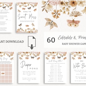 Butterfly Baby Shower Games Bundle. Boho Baby Shower Games Printable. Butterfly Baby Bingo Printable. Virtual Baby Shower. Wishes for Baby.