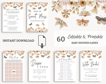 Butterfly Baby Shower Games Bundle. Boho Baby Shower Games Printable. Butterfly Baby Bingo Printable. Virtual Baby Shower. Wishes for Baby.