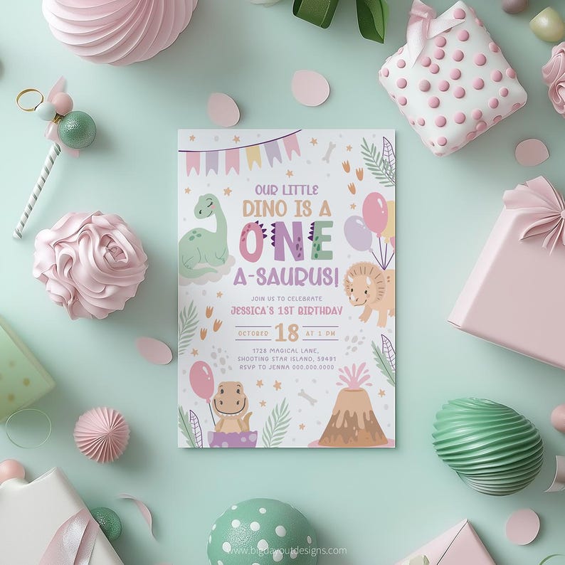 Dinosaur Birthday Invite One