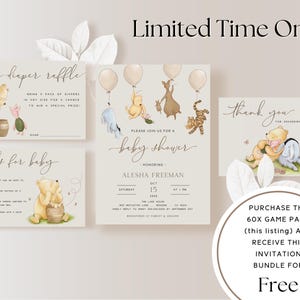 classic winnie the pooh baby shower invitation suite