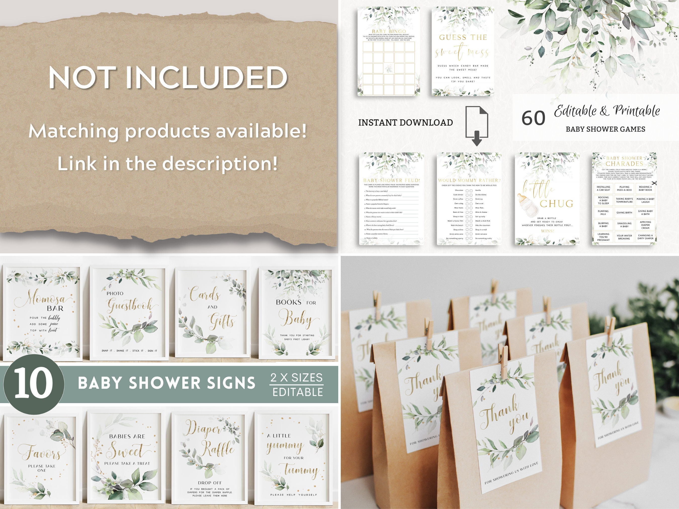 Eucalyptus Dessert Table Sign Baby Shower. 1st Birthday Decor. Etsy