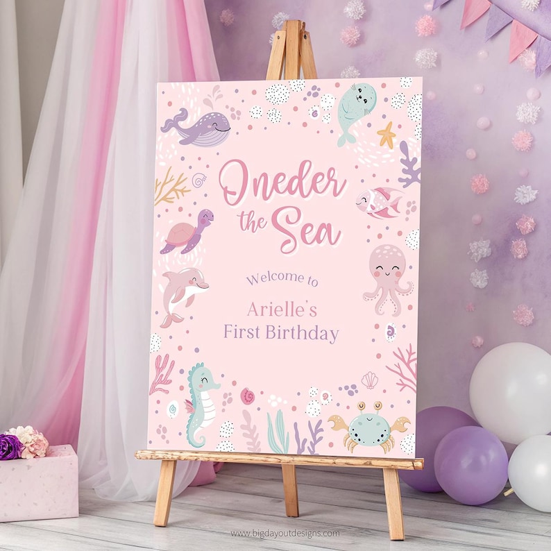 Oneder the Sea Party Decorations. Editable Under the Sea Welcome Sign ...