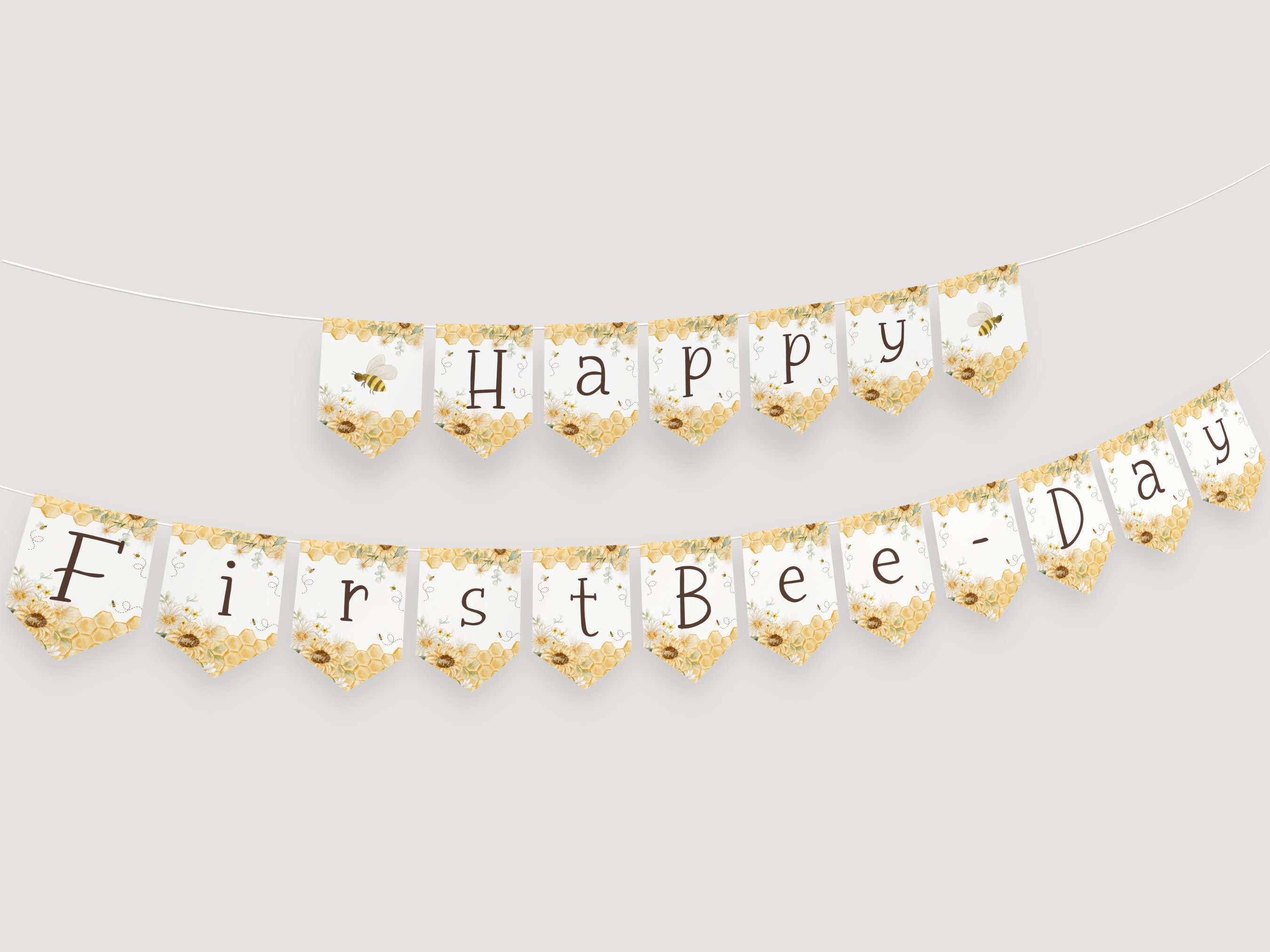 Happy First Bee Day Banner. Honey Bee 1st Birthday Party Banner Bunting ...