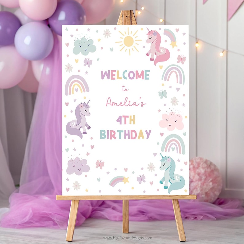 Unicorn Birthday Welcome Sign