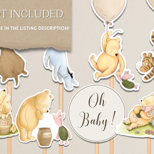 Winnie the Pooh Place Cards. Classic Pooh Bear Food Labels. Table Name Cards. Editable Tent Cards. Printed Gender Neutral Decorations. N1 B2 image 8