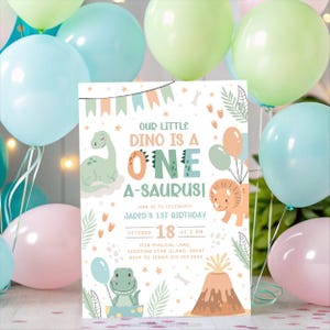 One Cute Baby Dino 1st Birthday Invite
