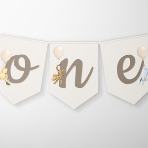 Winnie the Pooh First Birthday Decorations. Pooh Bear One Banner. Classic Pooh Highchair Banner. Vintage Winnie the Pooh Party Supplies. B2