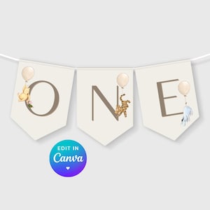 Pooh Bear One Banner. Vintage Winnie the Pooh Party Supplies. Classic Pooh Highchair Banner. Winnie the Pooh 1st Birthday Decorations. B2