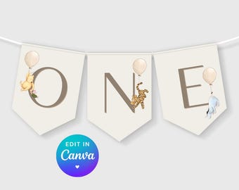 Pooh Bear One Banner. Vintage Winnie the Pooh Party Supplies. Classic Pooh Highchair Banner. Winnie the Pooh 1st Birthday Decorations. B2
