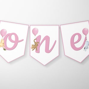 Classic Pooh High Chair Banner. Winnie the Pooh Girl 1st Birthday Banner. Pink First Birthday Decorations. Vintage Pooh Party Supplies B3