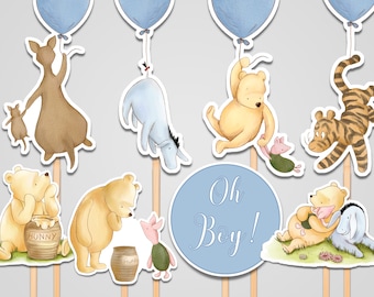Oh Boy Winnie the Pooh Baby Shower Decorations. Eeyore Tigger Piglet Centerpieces. Classic Pooh Bear Balloon Favors Vintage Pooh Topper. B9