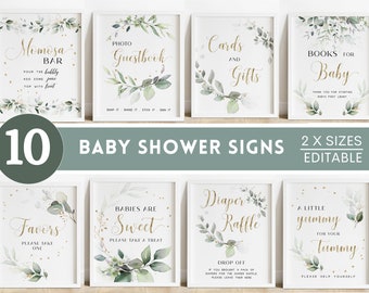 Eucalyptus Shower Bundle. Baby Shower Signs. Greenery Decor Garden Signage. Gender Neutral Decorations. Digital Download Printable Templates