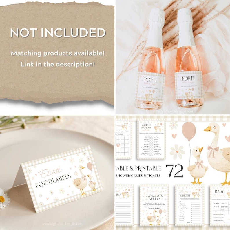 Gender Neutral Gingham Goose Baby Shower Decor