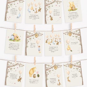 Editable Winnie the Pooh Quotes Cards. Classic Pooh Digital Prints. Gender Neutral Nursery, 1st Birthday Party OR Baby Shower Decor. N1 B2