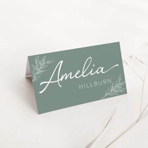 Sage Green Wedding Place Cards. Place Cards Template. Escort Cards. Wedding Name Cards. Name Place Cards. Downloadable Name Place Setting. image 5