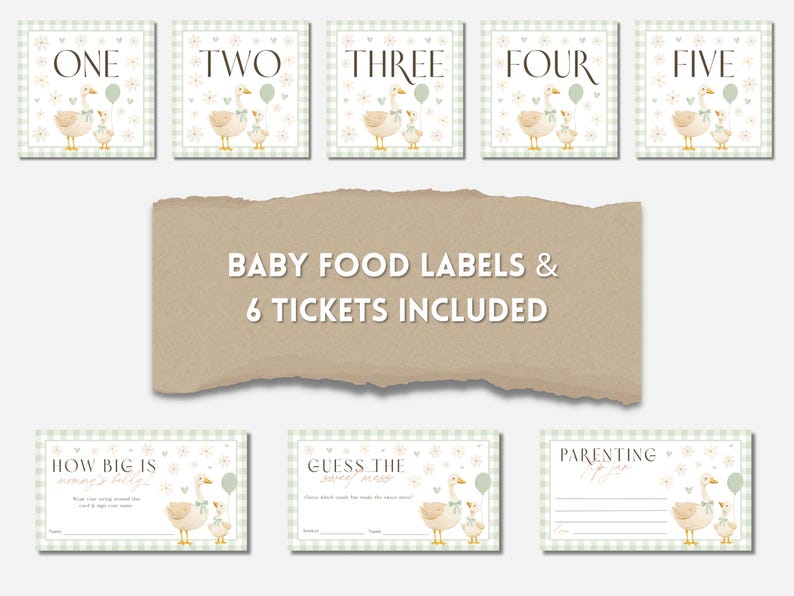 Gender Neutral Gingham Mother Goose Baby Shower Bundle
